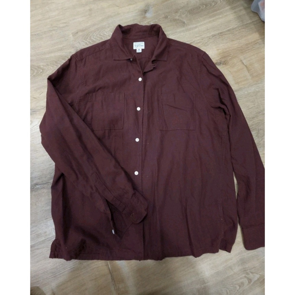 J.Crew Secon‎ Men's Maroon Wool-Blend Long Sleeve Collared Shirt Size M...